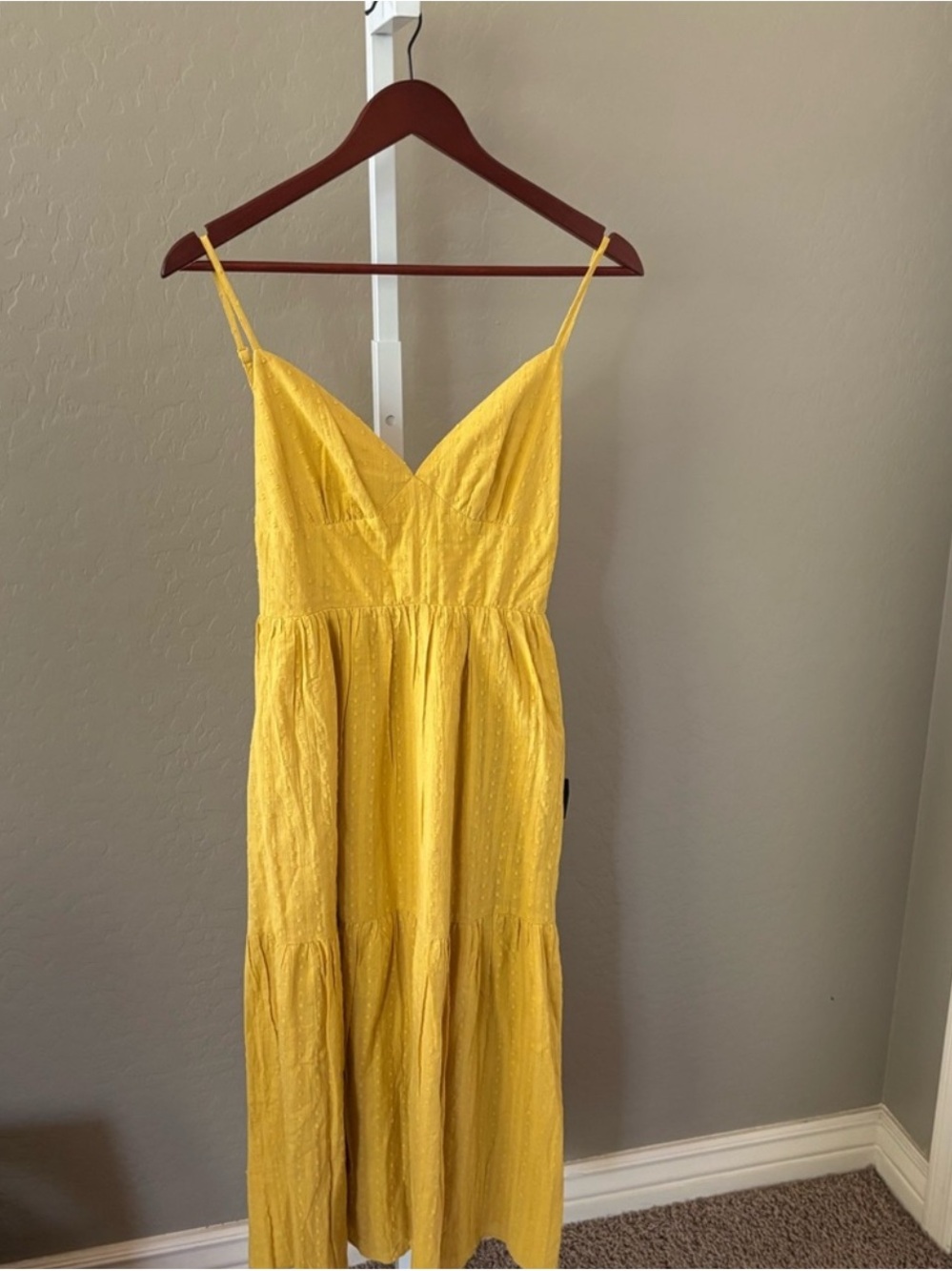 Lulu's Sunny V-Neck Tiered Spaghetti-Strap Midi Dress